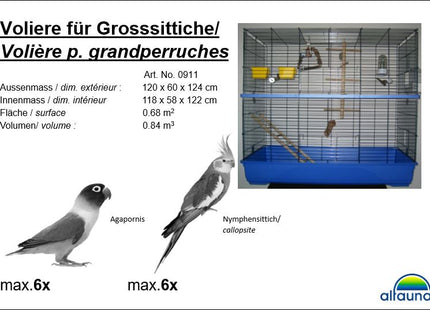 Imac - Vogelvoliere für Grosssittiche, blau/verzinkt