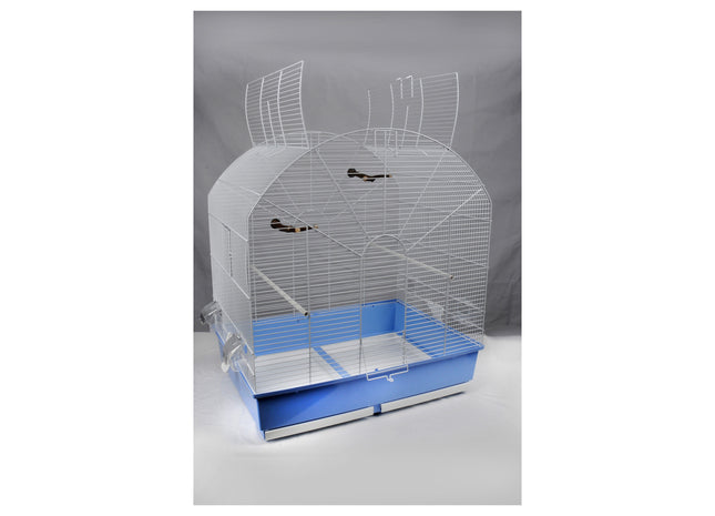 Hochwertiger Wellensittichkäfig in Weiss mit blauem Gitter - Modell Gabri 32-21