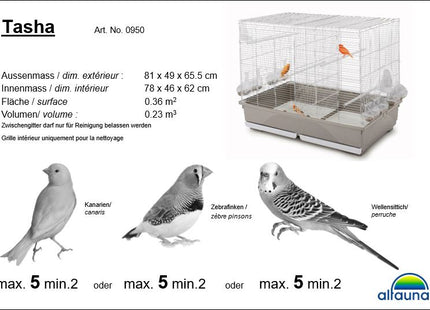 Imac - Vogelkäfig Tasha ohne Ständer. Schale, chrome/taupe