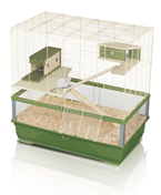 Stilvoller iMac-Ständer aus Plexiglas und Holz in Beigegrün