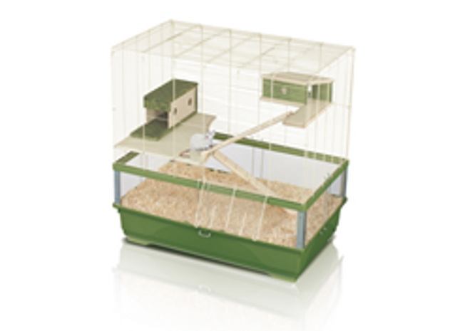 Stilvoller iMac-Ständer aus Plexiglas und Holz in Beigegrün