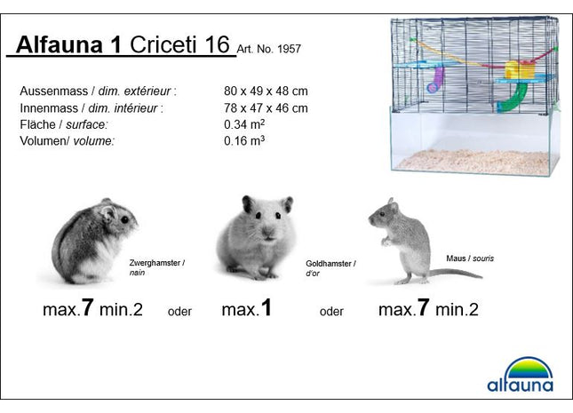 Nagerbehälter mit Käfigaufsatz für Kleintiere