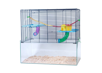 Nagerbehälter mit Käfigaufsatz für Kleintiere