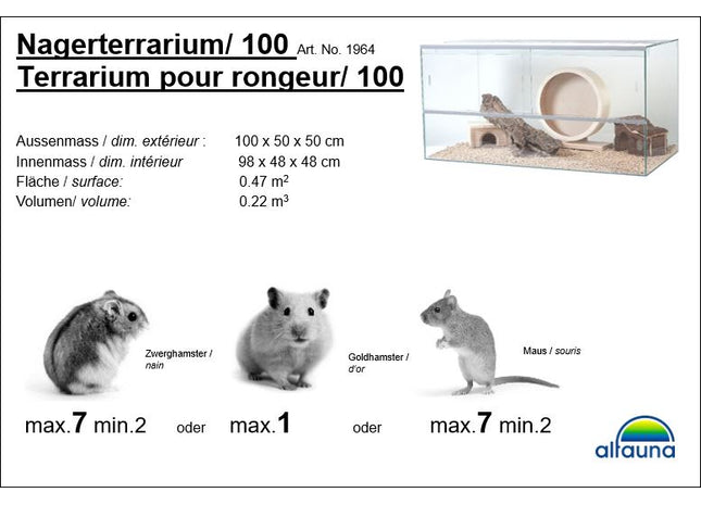 Nagerterrarium aus Holz mit Zubehör für Kleintiere