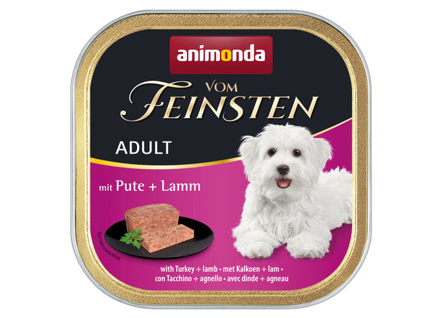 Animonda - Hund, Vom Feinsten Adult Pute + Lamm, hochwertiges Hundefutter in praktischen 150 g Portionen