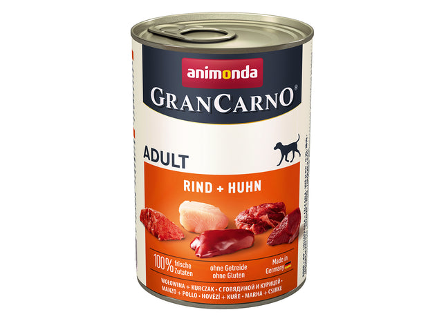 Animonda GranCarno Adult mit Rind und Huhn, 6 Stück - hochwertiges Hundefutter für erwachsene Hunde