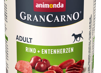 Animonda - Hund, GranCarno Adult Rind + Entenherzen 400g + 800g / 6Stk.