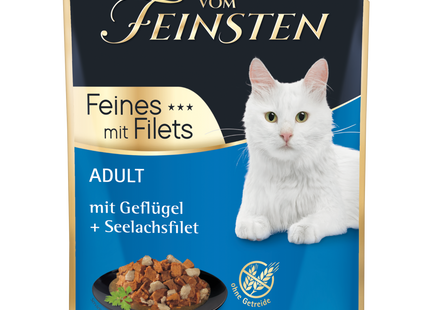 Animonda Vom Feinsten Adult – Frischebeutel Geflügel + Seelachsfilet – 18Stk. à 85g