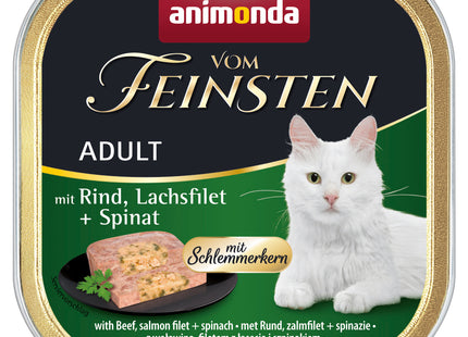 Animonda Vom Feinsten Adult mit Rind, Lachsfilet & Spinat – 32Stk. à 100g