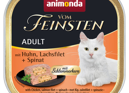 Animonda Vom Feinsten Adult mit Huhn, Lachsfilet & Spinat – 32 Stk. à 100g