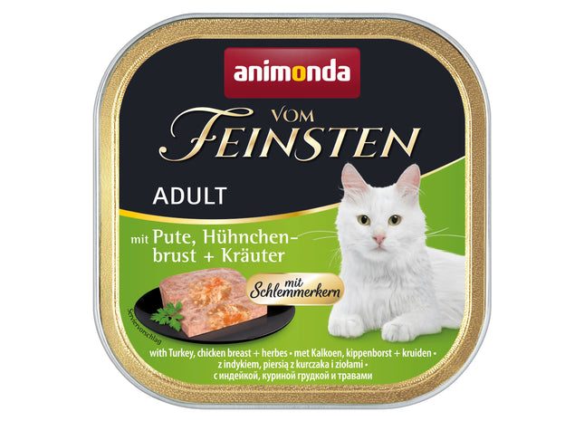 Animonda Katzenfutter Vom Feinstem mit Pute, Hühnerbrust und Kräutern, 32 Stück à 100 g