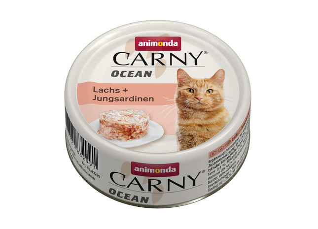 Animonda Katze Carny Ocean Nassfutter mit Lachs und Jungsardinen, 12 Beutel à 80 g