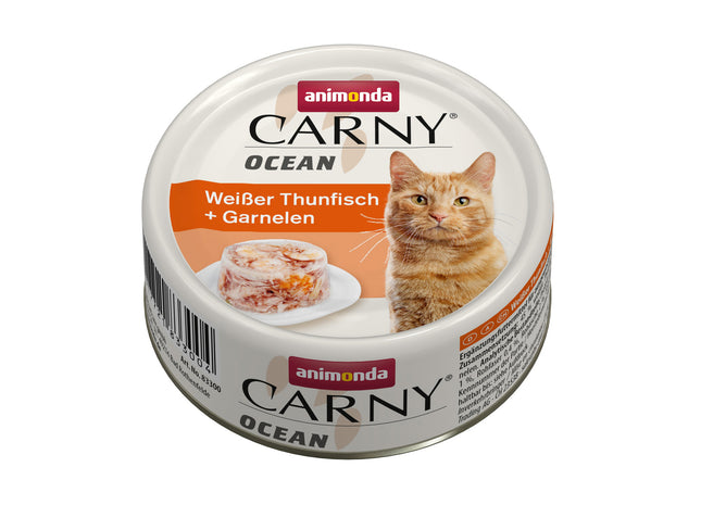Animonda Katze Carny Ocean, Weisser Thunfisch und Garnelen, Nassfutter für Katzen, 12 Beutel à 80 g