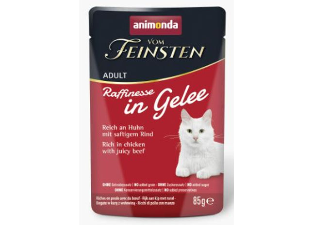 Animonda Feinschmecker Katzenfutter Adult Raffinessen in Gelee Huhn mit Rind 18 Stk. à 85 g