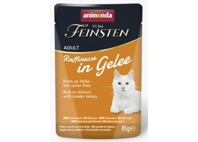 Animonda Feinschmecker Katzenfutter Adult Raffinesse in Gelee Huhn mit Pute 18 Stück à 85 g