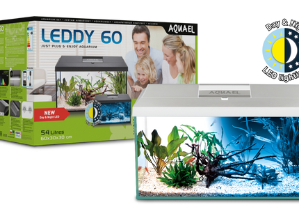 Aquarium-Set LEDDY 60 Weiss DN 20: Modernes Design für Ihr Zuhause