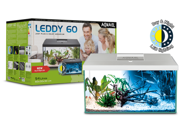 Aquarium-Set LEDDY 60 Weiss DN 20: Modernes Design für Ihr Zuhause
