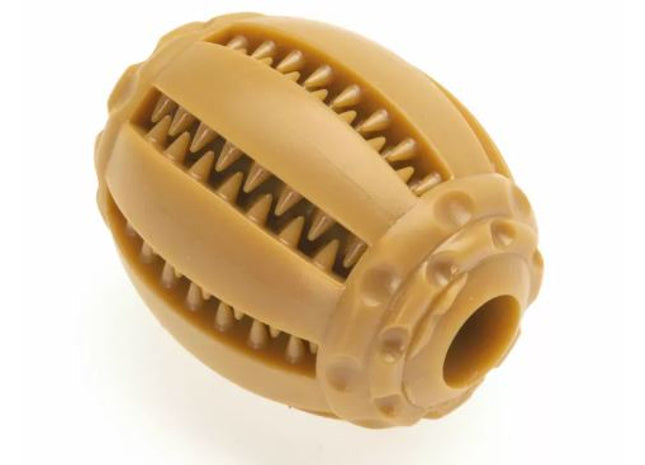 Kau- und Spielzeug für Hunde, Dental Rugby Mint Braun