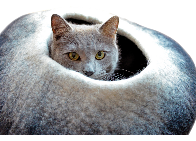 Handgefertigte Dharma-Karma-Höhle in Ombre Schwarz-Weiss