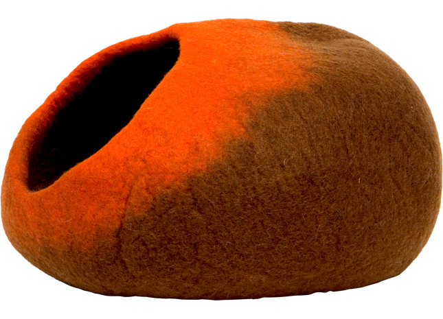 Handgefertigte braunorange Höhle für entspannte Katzenmomente