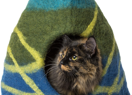 Blau glasierte Höhlenvase mit einzigartigem Design