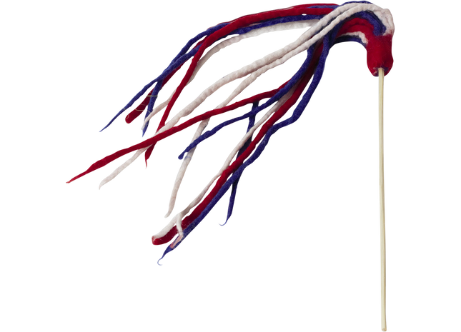 Handgefertigte rote, weisse und blaue Draht-Engelanhänger für Glück und Schutz