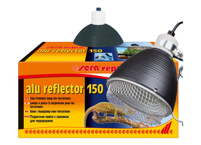 Sera Reptil Alu Reflector mit Schutzgitter 150 W Schuco - Hochwertiger Wärmestrahler für Reptilienterrarien