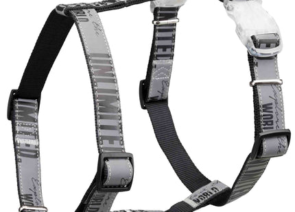 Schwarzes reflektierendes Trixie Explore H-Geschirr mit Flasher-Schnalle