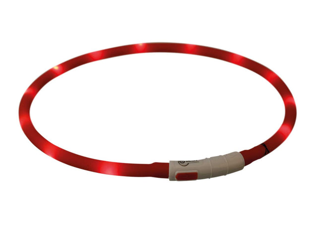 Leuchtender roter USB-Silikonring von Trixie für sicheres Gassigehen bei Nacht