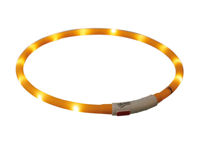Leuchtender USB-Silikonring für Hunde in Orange