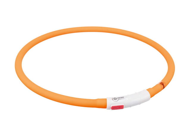 Leuchtender USB-Silikonring für Hunde in Orange