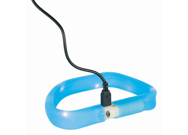 Blauer USB-Flash-Leuchtband von Trixie - für sicheres Gassi gehen bei Nacht