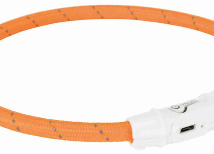 Leuchtender USB-Halsring für Hunde in Orange von Trixie
