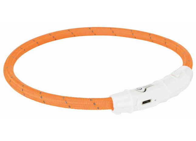 Leuchtender USB-Halsring für Hunde in Orange von Trixie