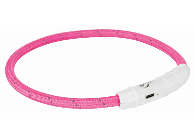 Leuchtender USB-Halsring in Pink für Hunde von Trixie
