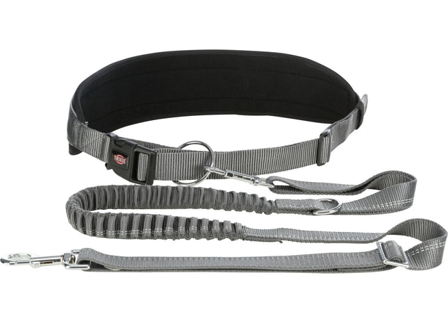 Bauchgurt mit Leine für Hunde, Nylon, 75-120cm, Graphitschwarz
