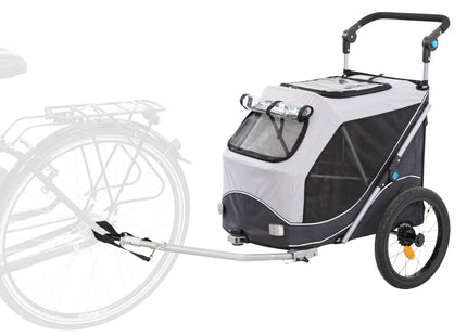 Faltbarer grauer Fahrradanhänger von Trixie für Haustiere