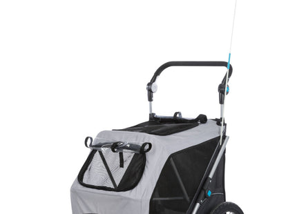 Faltbarer grauer Fahrradanhänger von Trixie für Haustiere
