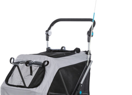 Faltbarer grauer Fahrradanhänger von Trixie für Haustiere