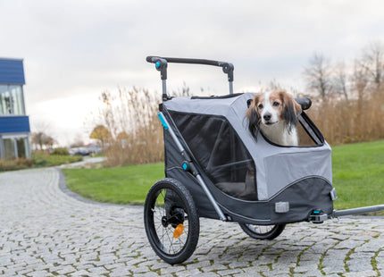 Faltbarer grauer Fahrradanhänger von Trixie für Haustiere