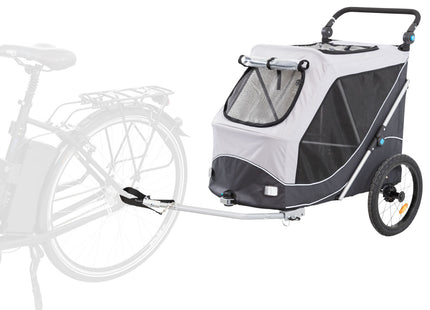Faltbarer grauer Fahrradanhänger von Trixie für Haustiere