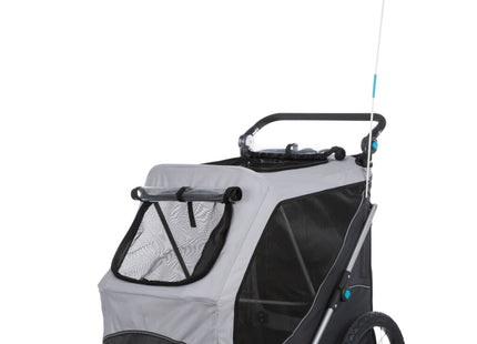 Faltbarer grauer Fahrradanhänger von Trixie für Haustiere