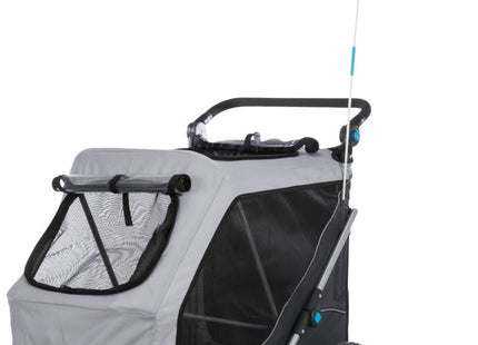 Faltbarer grauer Fahrradanhänger von Trixie für Haustiere