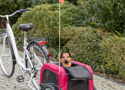 Schwarzer und roter Fahrradanhänger von Trixie für Haustiere