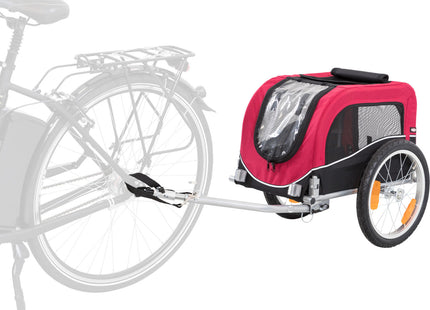 Schwarzer und roter Fahrradanhänger von Trixie für Haustiere