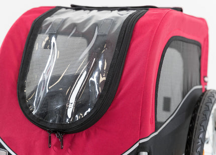 Schwarzer und roter Fahrradanhänger von Trixie für Haustiere