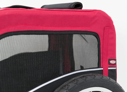 Schwarzer und roter Fahrradanhänger von Trixie für Haustiere