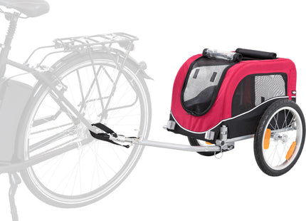 Schwarzer und roter Fahrradanhänger von Trixie für Haustiere