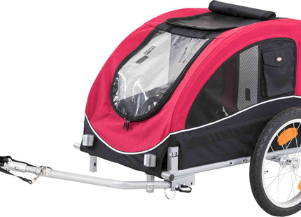 Schwarzer und roter Fahrradanhänger von Trixie für Haustiere