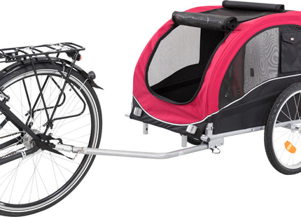 Schwarzer und roter Fahrradanhänger von Trixie für Haustiere